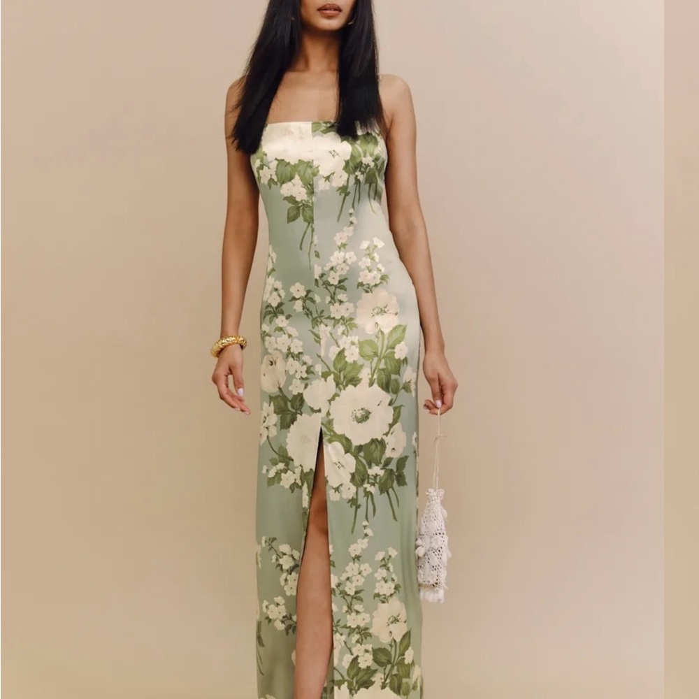 Reformation Sage Green Floral Maxi Dress - Picture 2 of 5